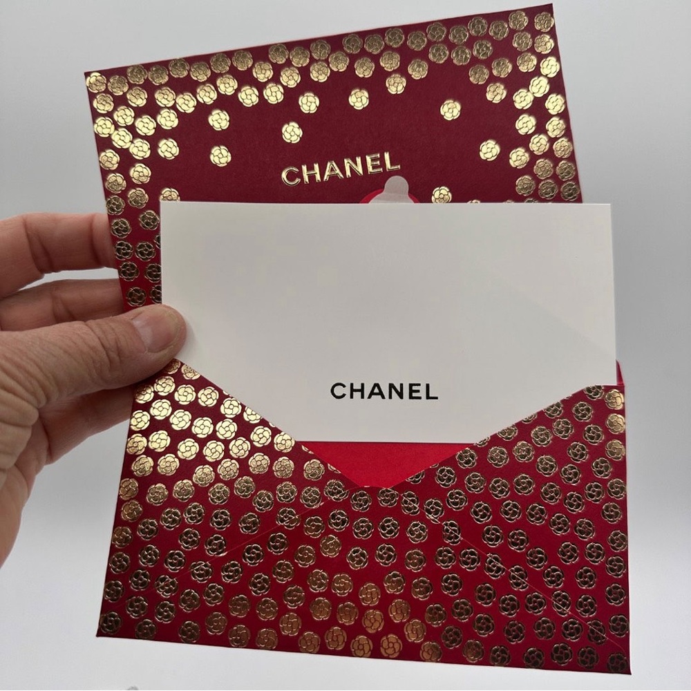 5 PC Chanel Blank Stationary Cards with red envelopes